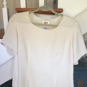 Ivory silk short sleeve blouse